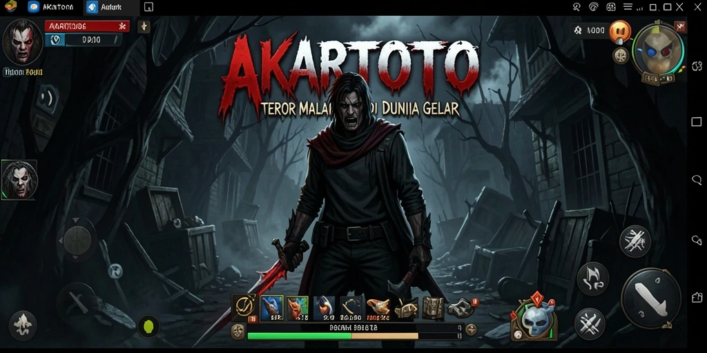 Tampilan gameplay menegangkan dengan suasana gelap dan misterius.