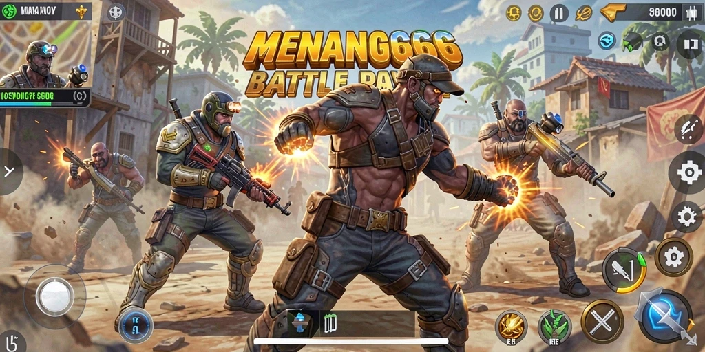 Gameplay seru dalam MENANG666 di arena pertarungan Battle Royale.