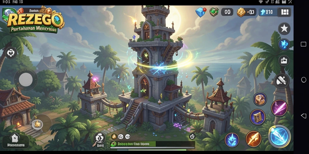 Tampilan gameplay REZEGO yang menegangkan dalam Tower Defense.